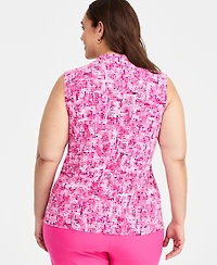 Kasper Plus Pleated V-Neck Sleeveless Top