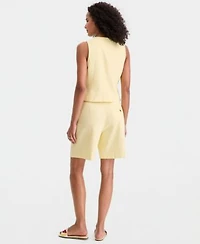 On 34th Womens V Neck Button Front Vest Mid Rise Bermuda Shorts Macys Exclusive