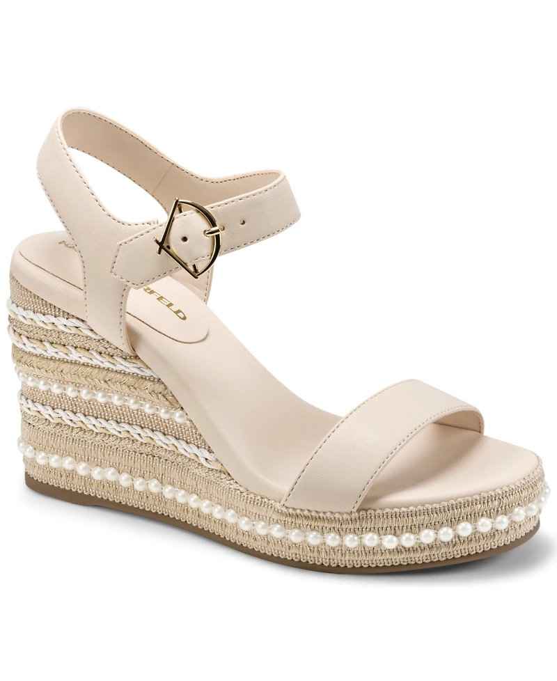 Karl Lagerfeld Paris Women's Calzona Round Toe Wedge Sandals