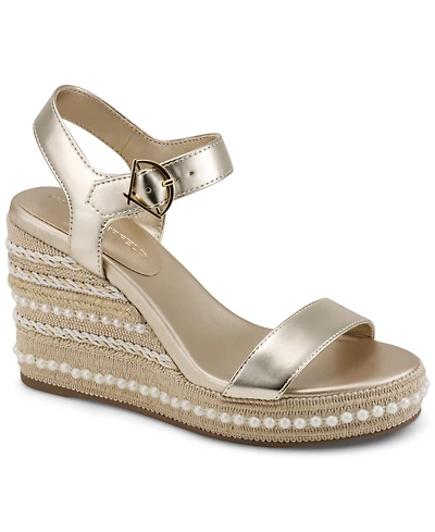 Karl Lagerfeld Paris Women's Calzona Round Toe Wedge Sandals