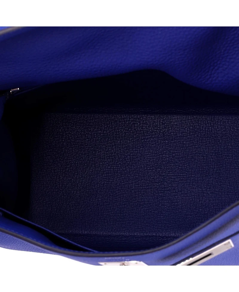 Pre-Owned HERMES Kelly 28 Handbag Blue Togo with Palladium Hardware