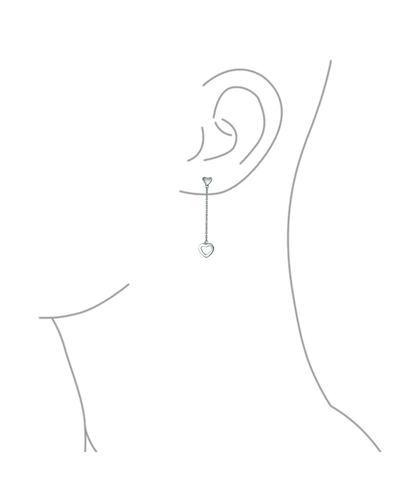 Bling Jewelry Simple Chain Long Linear Open Hearts Dangle Earrings Lightweight Sterling Silver