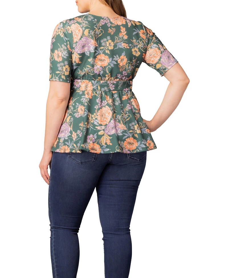 Kiyonna Women's Plus Posh Peplum Top with Sweetheart Neckline