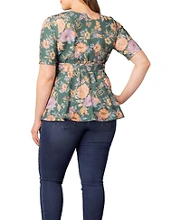 Kiyonna Women's Plus Posh Peplum Top with Sweetheart Neckline