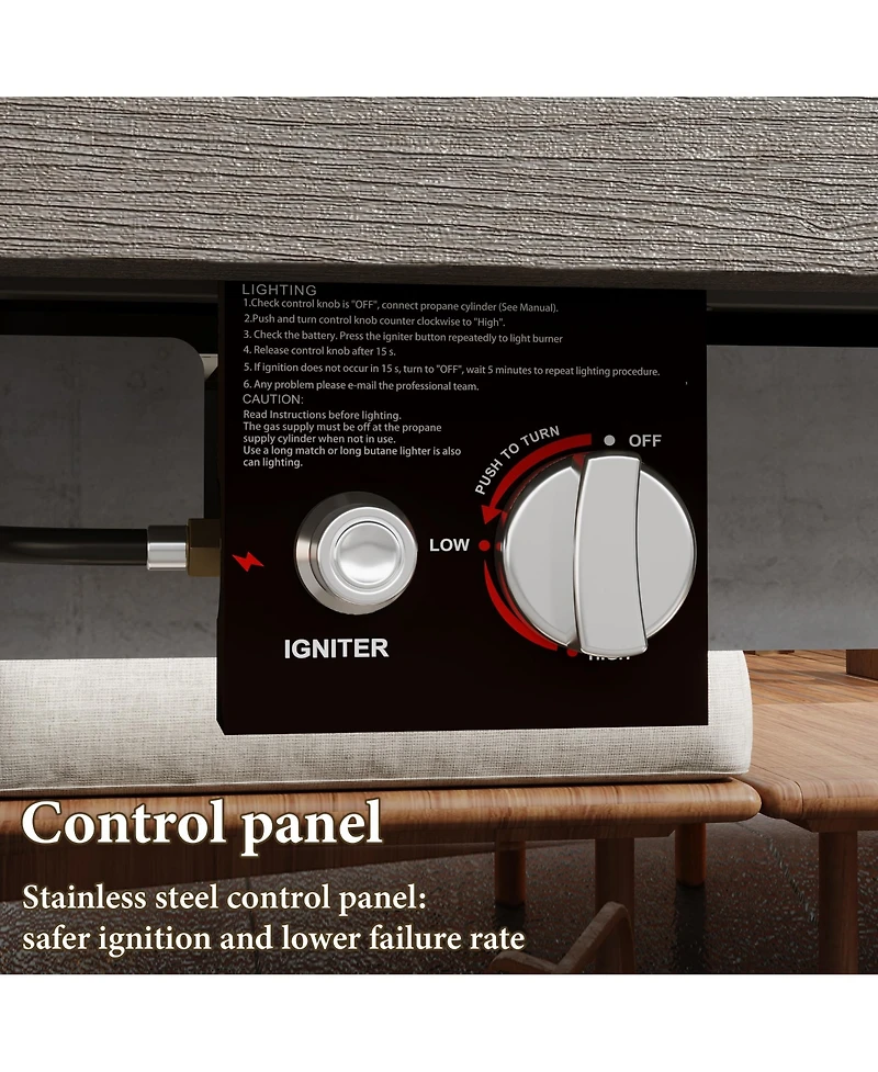 Homsee 50,000 Btu Metal Outdoor Fire Pit Table with Auto Shut-Off, Propane Storage, Rain Cover and Lava Rocks