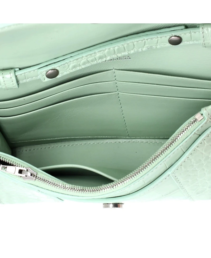 Pre-Owned Balenciaga Hourglass Chain Wallet Embossed Leather