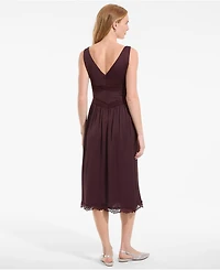 Lands' End Women's Satin Sleeveless Lace Detail Dress