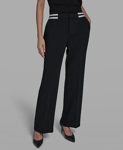 Karl Lagerfeld Paris Petite Mid Rise Contrast Pants
