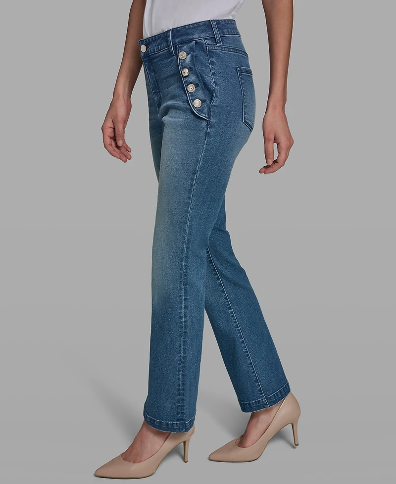 Karl Lagerfeld Paris Petite Mid Rise Denim Pants