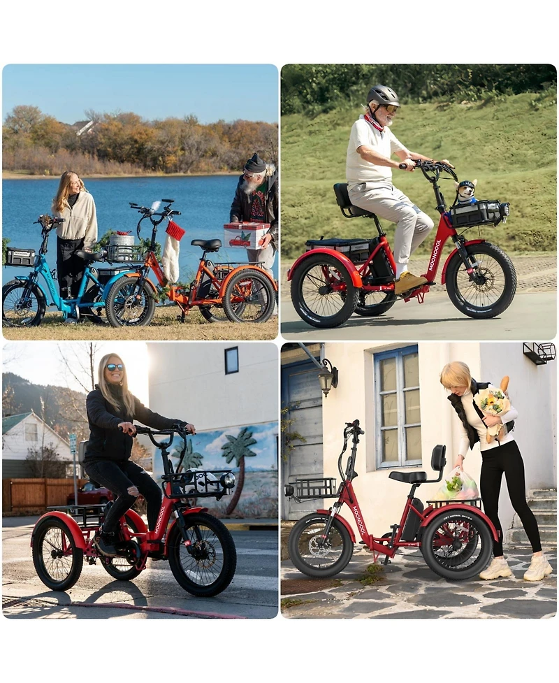 Mooncool Tk Pro 750W Foldable Electric Tricycle for Adults, 20" x 3.0" Wheel
