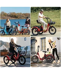 Mooncool Tk Pro 750W Foldable Electric Tricycle for Adults, 20" x 3.0" Wheel