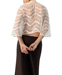Ivonne Women's Bell Sleeve Sheer Blouse