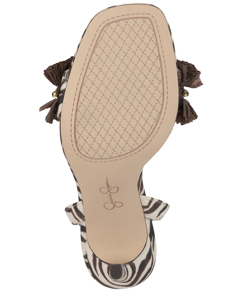 Jessica Simpson Women's Omiena Raffia Fringe High-Heel Dress Sandals