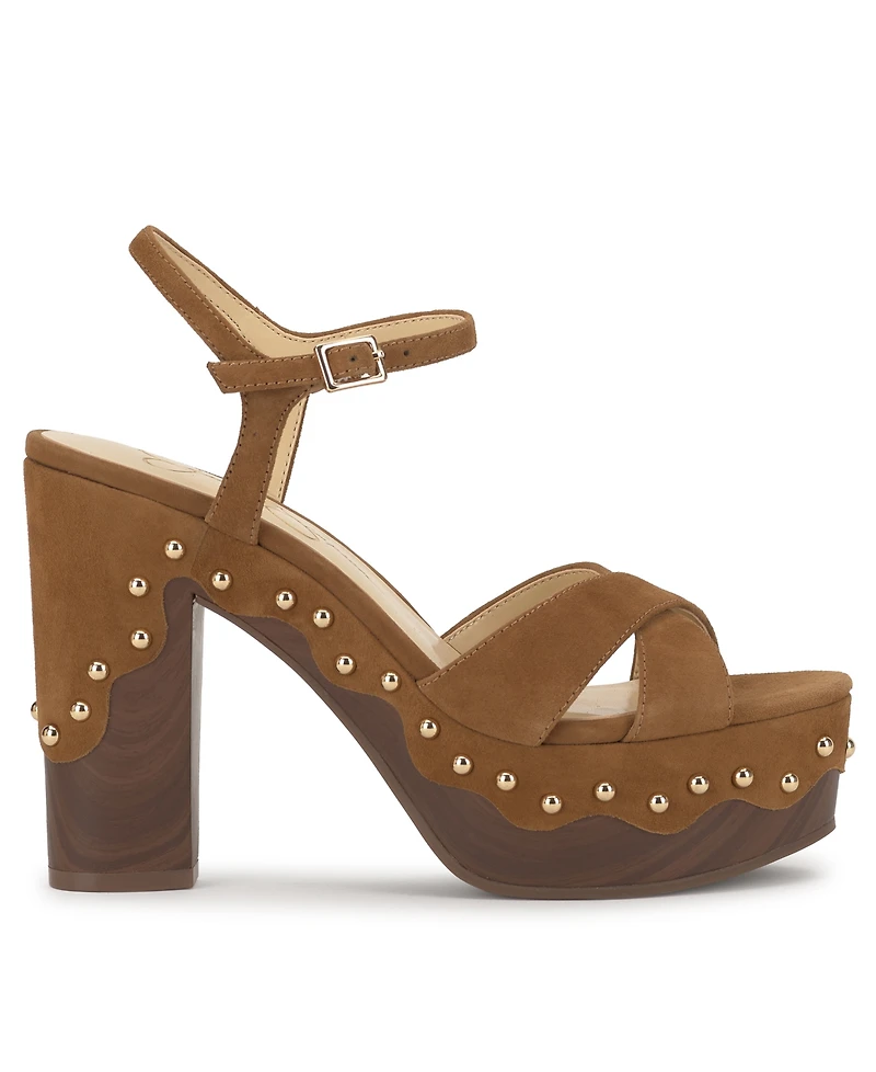 Jessica Simpson Women's Samintia Studded Wooden Platform Sandals