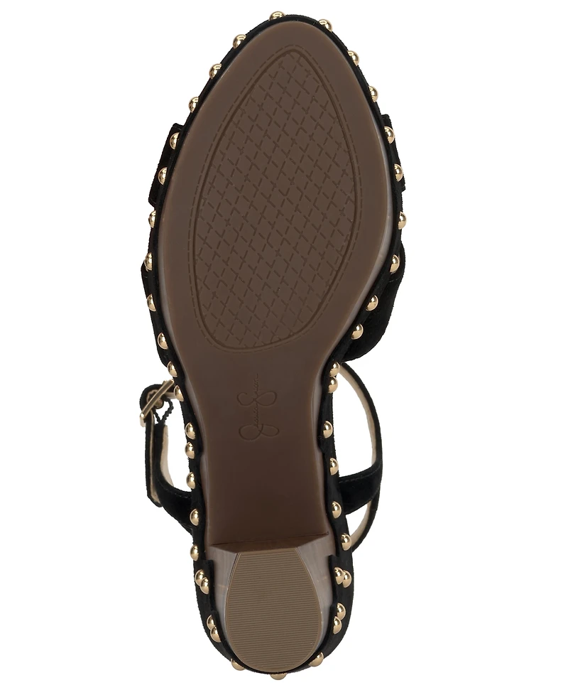 Jessica Simpson Women's Samintia Studded Wooden Platform Sandals