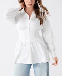 Guess Women's Lori Corset Shirt Top