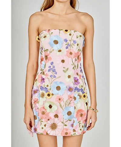 endless rose Women's Floral Embroidered Mini Dress