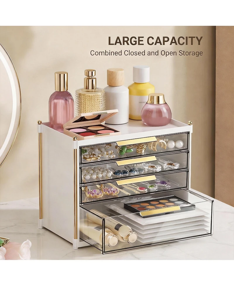 Yigii 4-Drawer Makeup Organizer - Clear Acrylic Vanity Storage