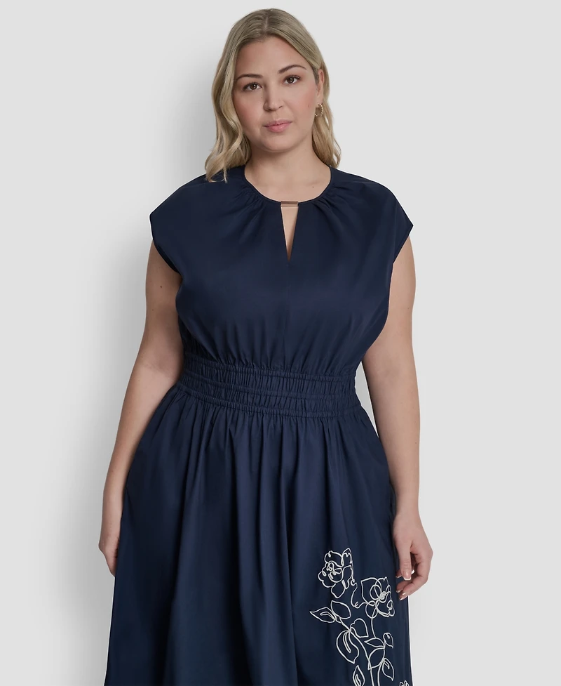 Dkny Plus Jewel Neck Midi Dress
