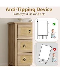 gaomon Rattan Dresser with 7 Drawers for Bedroom, Wide Wood Chest of Drawers, Large Clothes Storage Cabinet & Tv Stand for Nursery, Living Room