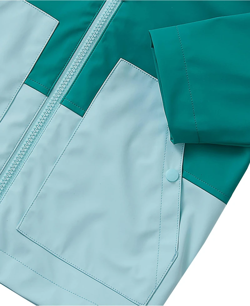 Lands' End Girls Water Resistant Hooded Slicker Rain Jacket