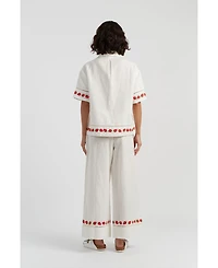 Chinti & Parker Women's Linen-Blend Strawberry Shirt