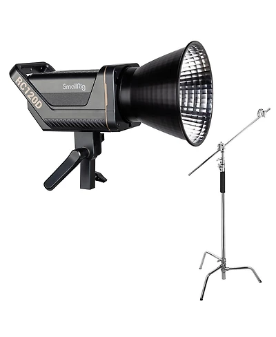 SmallRig Rc 120D 150W Daylight Cob Led Video Light, American Standard, Bundle with Pro 9.5' Air-Cushioned Light Stand