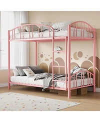 gaomon Metal Bunk Bed Twin Over Twin, Heavy Duty Bunkbeds Frame with Arched Guardrail and Safety Ladder, Sturdy Steel