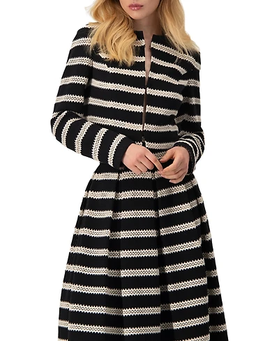 Ivonne Women's Striped Cropped Jacket with Modern Detailing