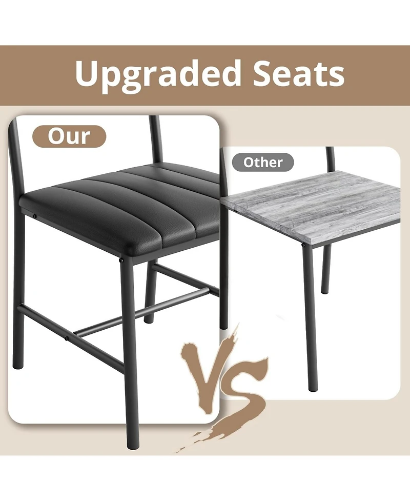 Ironck 43.3" W Dining Table Set for 4 with Upholstered Bench and 2 Chairs.