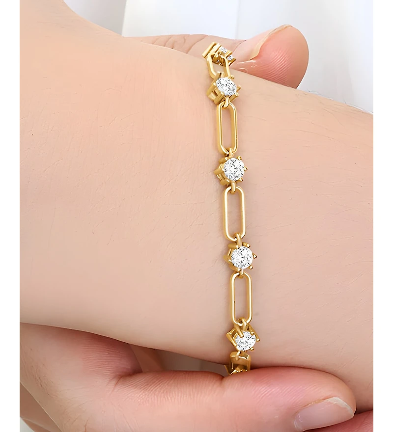 Mint & Lily Paperclip Bracelet with Gemstone Accents