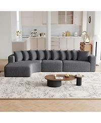 Clihome 131.1-inch Chenille Sectional Sofa with 10 Cushions, Modern Cloud-Shaped Curved Left Chaise Sofa