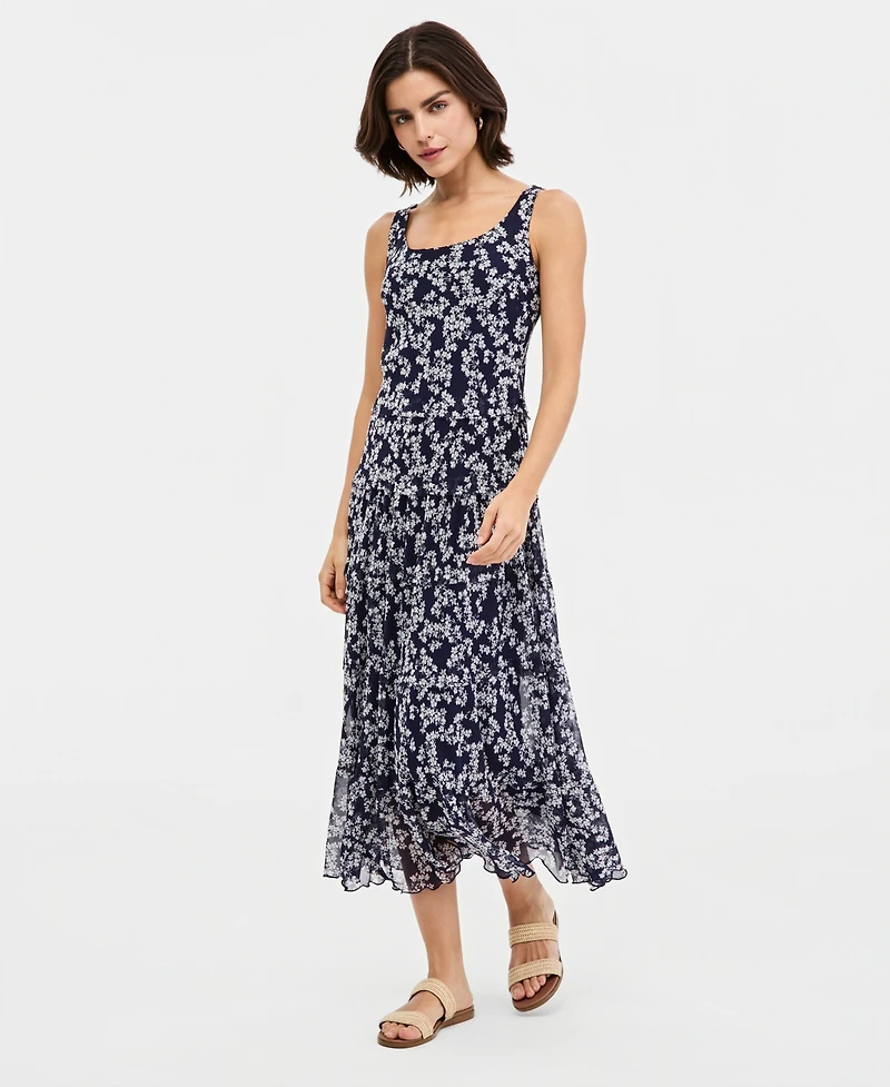 Jones New York Women's Printed Tiered Maxi Dress