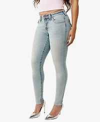 True Religion Women's Jennie Mid Rise Skinny Big T Flap Jeans