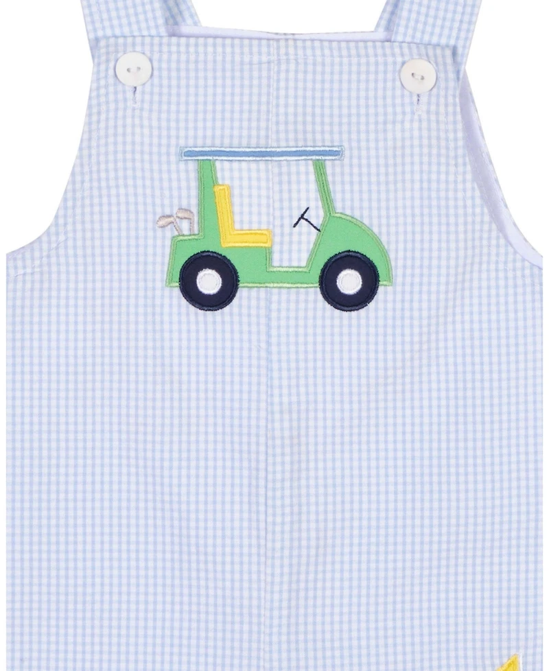 Florence Eiseman Baby Boy Check Seersucker Shortall With Golf Cart