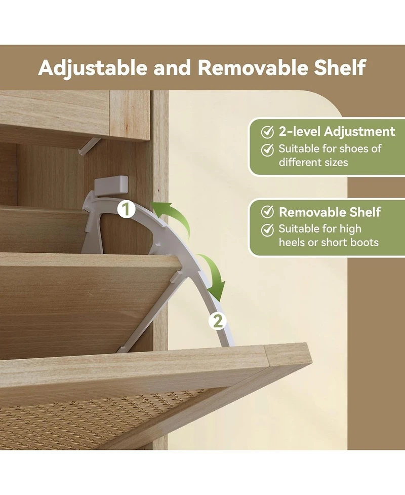 gaomon Rattan Shoe Cabinet Storage for Entryway, Shoe Organizer Cabinet with 4 Flip Drawers and 2 Slide Drawers