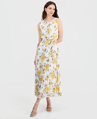 Sandra Darren Petite Printed Pleated Maxi Dress