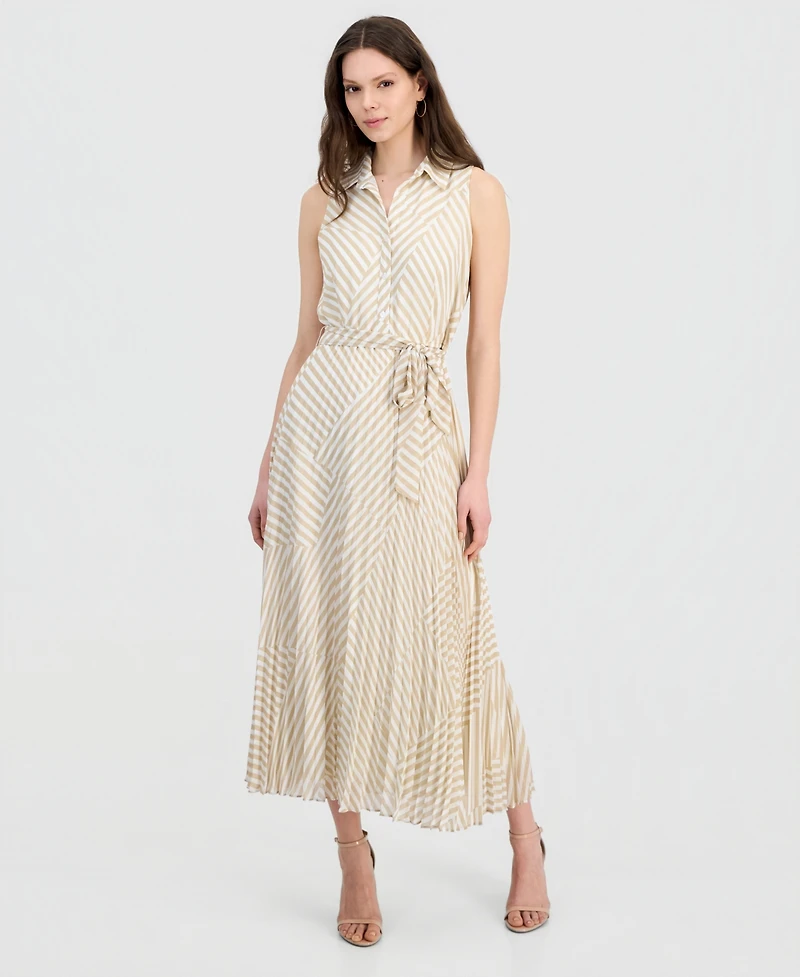 Sandra Darren Petite Printed Pleated Maxi Dress