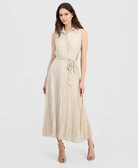 Sandra Darren Petite Printed Pleated Maxi Dress