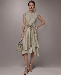 Donna Karan New York Women's Embroidered Belted Dress