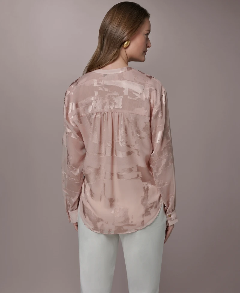 Donna Karan New York Women's Split V-Neck Long-Sleeve Top