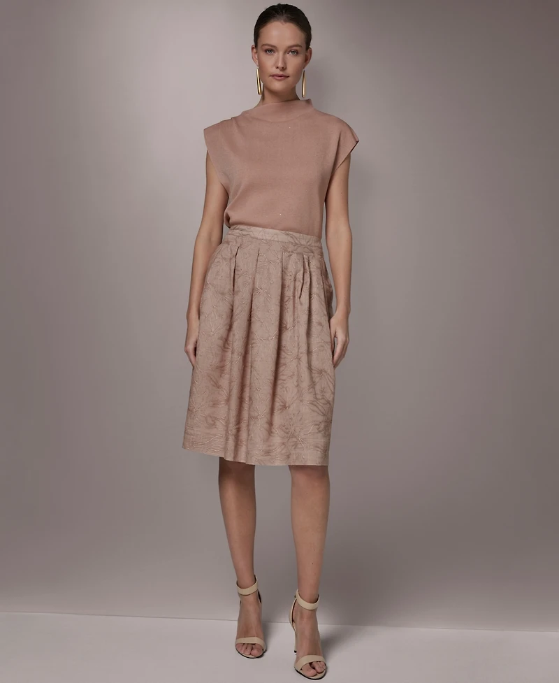 Donna Karan New York Women's Embroidered Pleated Skirt
