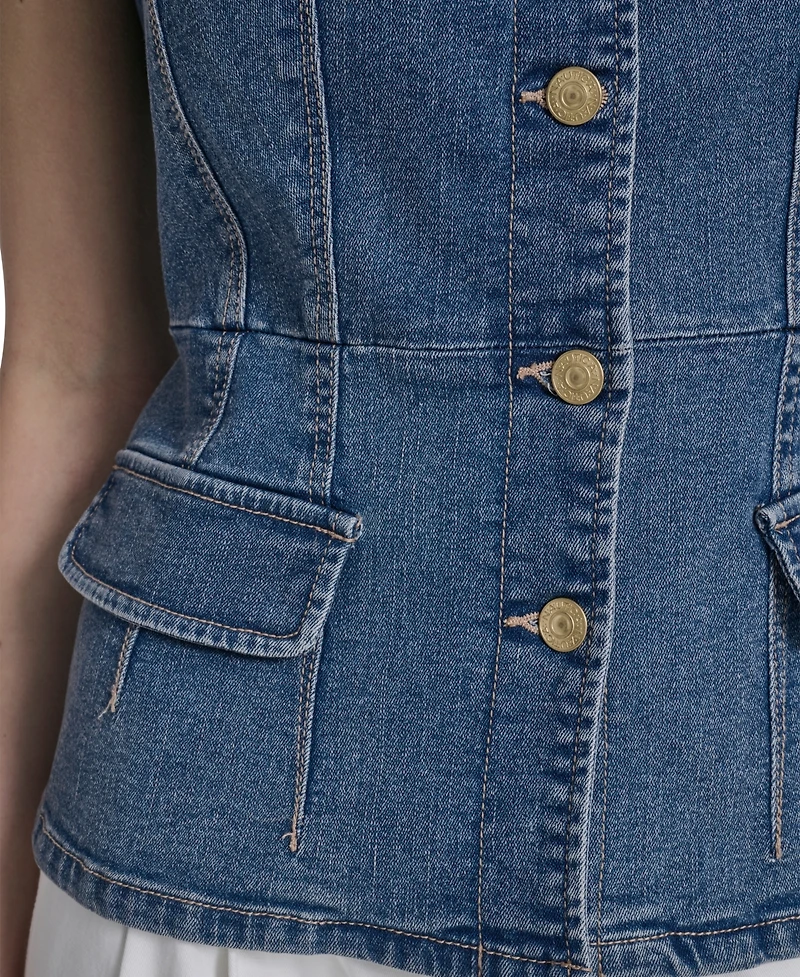 Nautica Jeans Women's Button Front Denim Vest