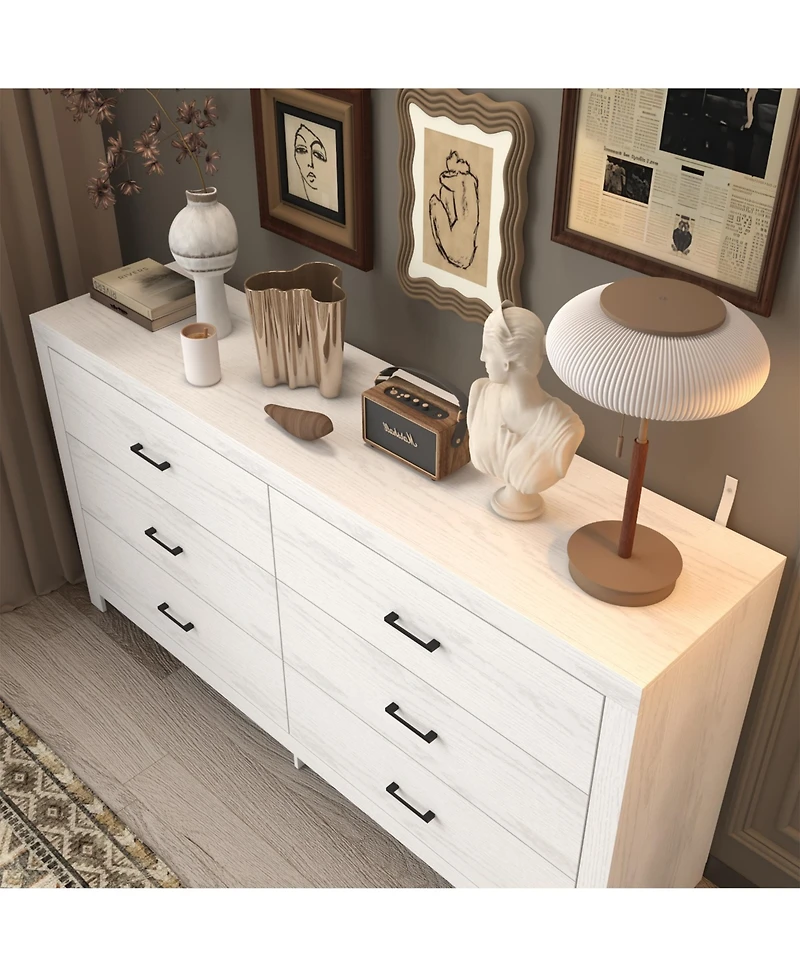 Homsee White Mirror Finished Wooden 9-Drawer Chest of Drawers, Dresser