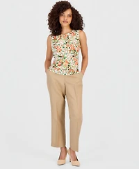 Kasper Petite Mid Rise Straight-Leg Pull-On Ankle Pants