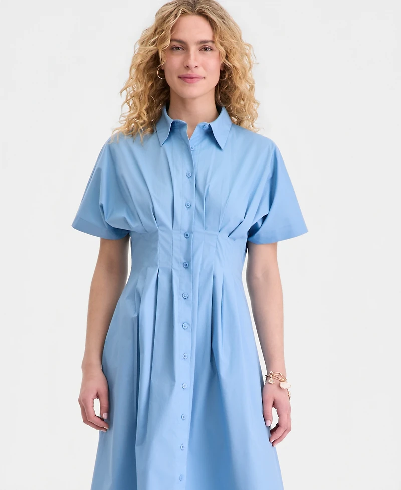 On 34th Women's Pleated Waist Midi Shirtdress, Macy's Exclusive