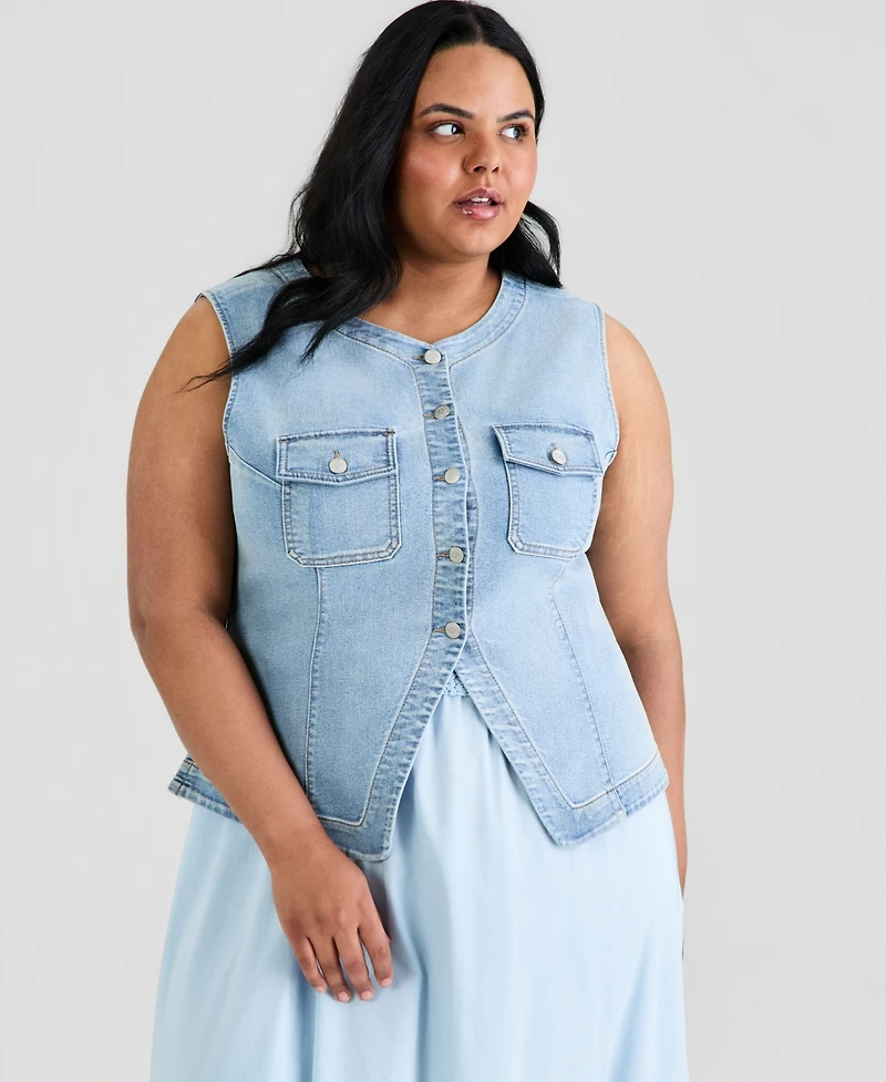 And Now This Trendy Plus Denim Vest, Macy's Exclusive