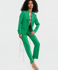 Kasper Double Button Blazer Pleated Neck Top Slim Pants
