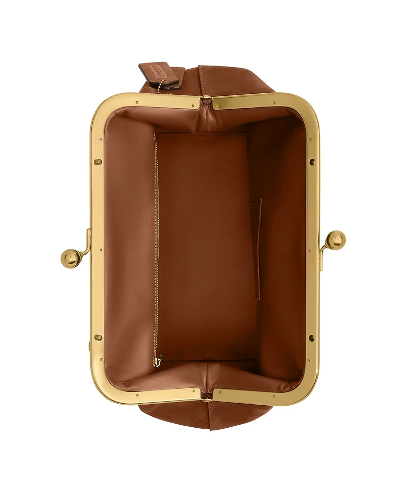 Coach Suede Kiss-Lock Small Frame Bag