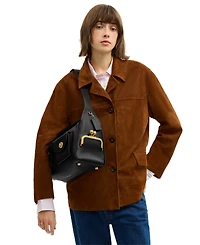 Coach Leather Turn-Lock Large Shoulder Bag